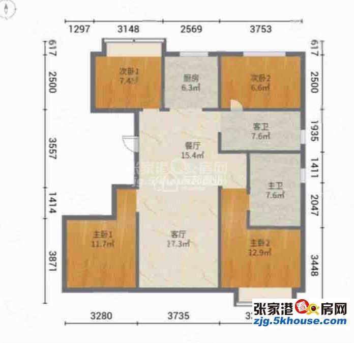 世茂九溪墅 4室2厅2卫 141平 电梯房  家电齐全