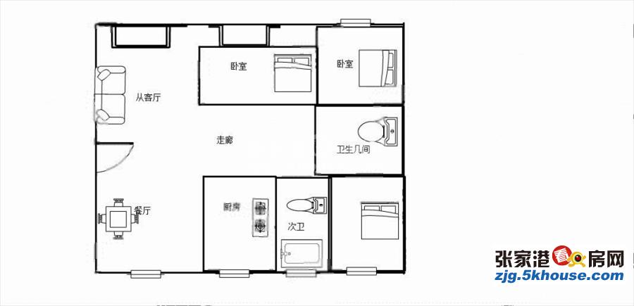 小城市新村精装修顶复式四房三卫可做员工宿舍