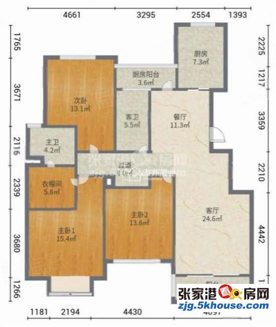 中联皇冠 3室2厅2卫 南北通透 141平 电梯房