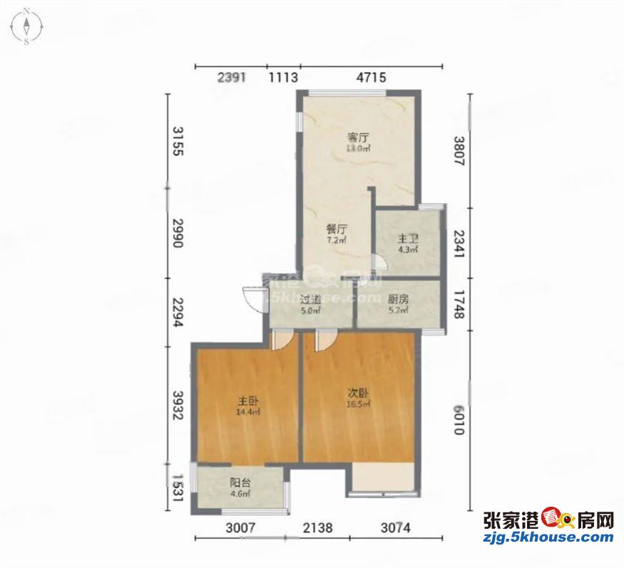 甲江南 2室2厅1卫 电梯房 精装修 南北通透  家电齐全