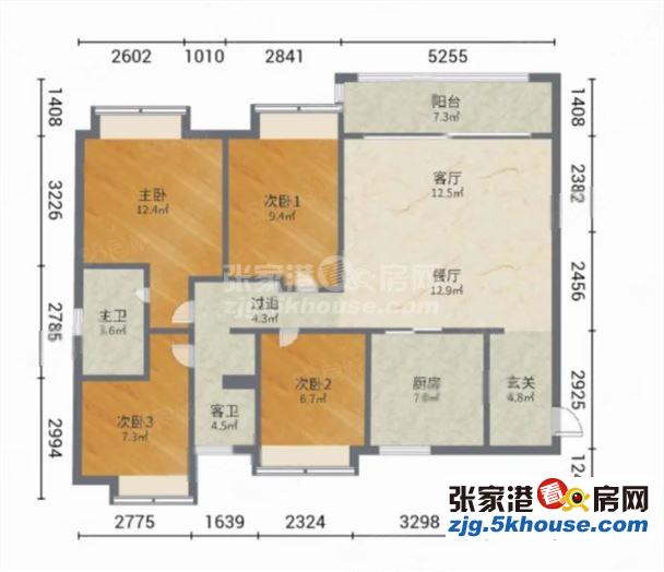 万科公园大道张家港 4室2厅2卫 精装修 128平