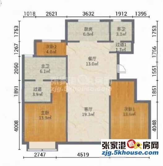 城建新村 3室1厅1卫 精装修 90平