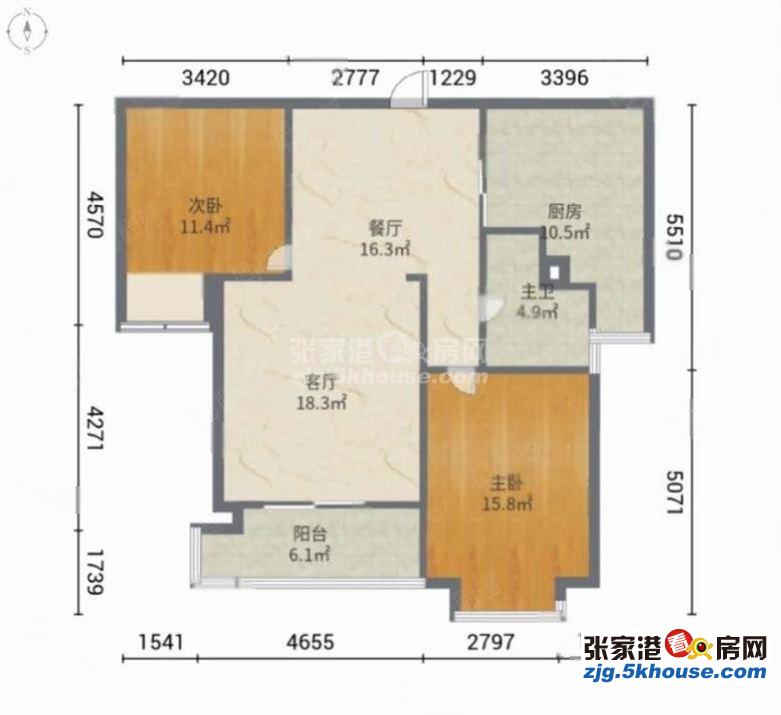 国泰润园12楼98平2室2厅1卫 4.28万一年有车位包物业