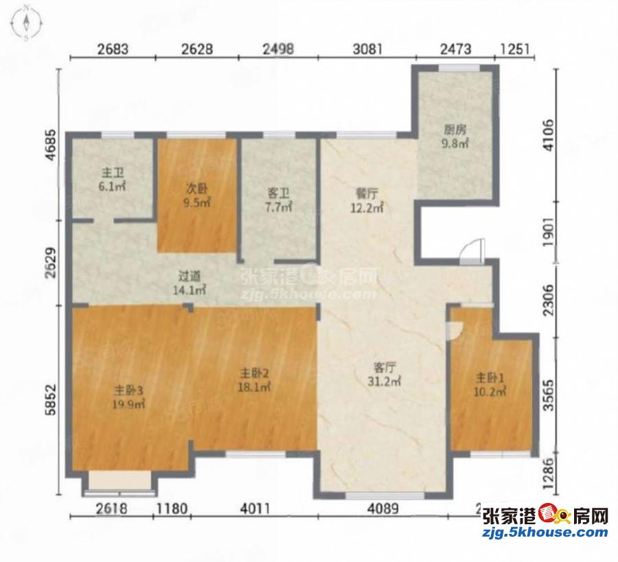 中联皇冠 3室2厅2卫  豪华装修 含物业 带车位