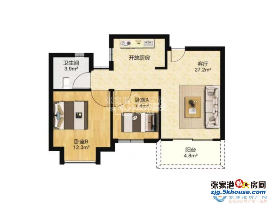 万科公园大道 14楼 77平 新空房二室 89.8万有车位