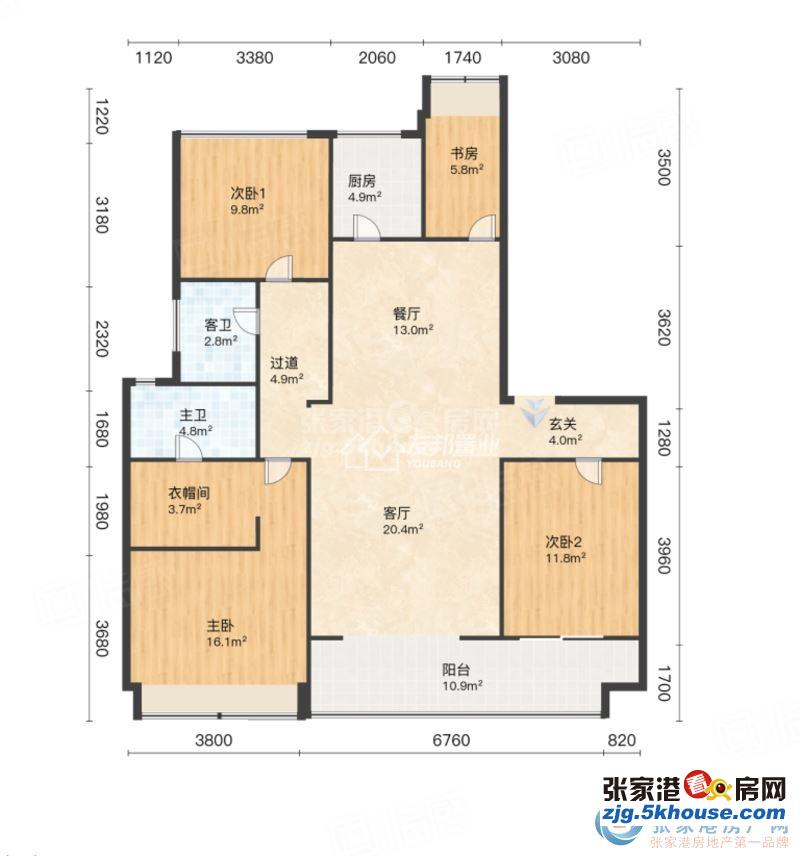 保真急售湖悦天境 7楼 127平 全新精装三室 199.8万