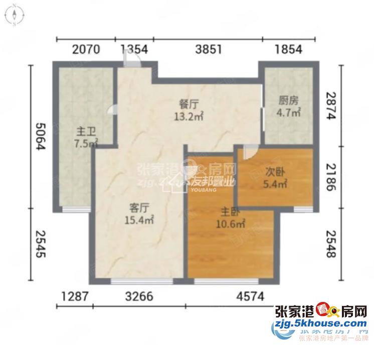 暨阳湖皇冠 15楼 78平方 精致装修 二室 135万元拎包入住