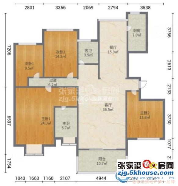 置地甲江南 5楼 175平方 精致装修 四室 300万元