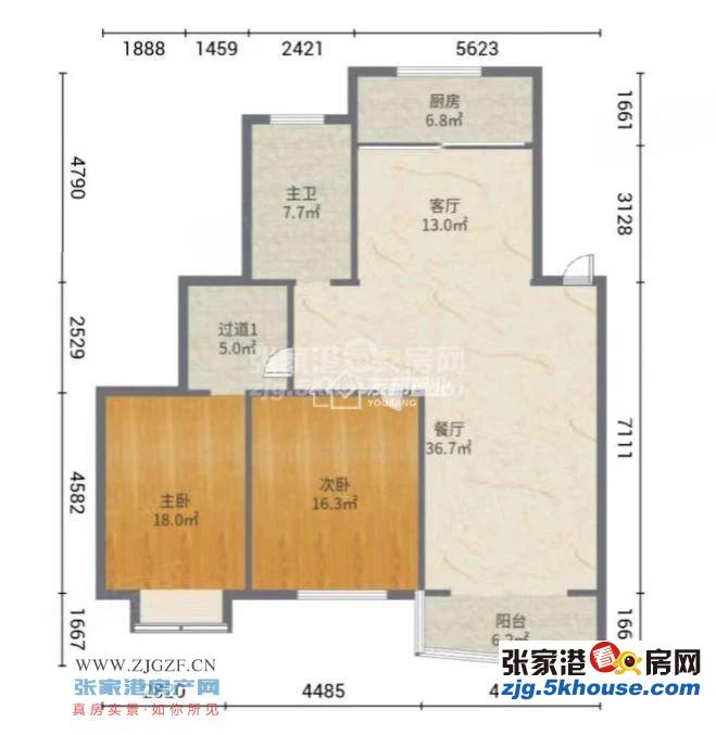 江帆花苑中区2楼123平 精装 三室两厅 98万 满两年