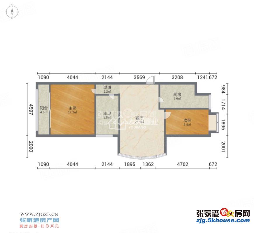 金城花园 7楼 90平方 精致装修 二室 110万元