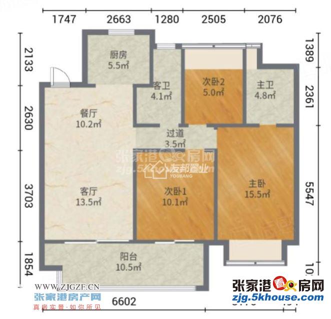 棠颂云著 6楼 96.1平方 空房未装 三室 122万元