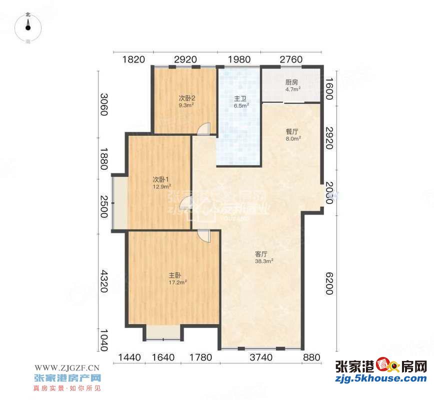 中联铂悦 32楼 123.9平方 三室 114.8万元