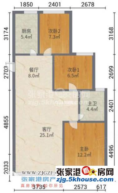 公园大道 19楼 91平方 精致装修 三室 105万元