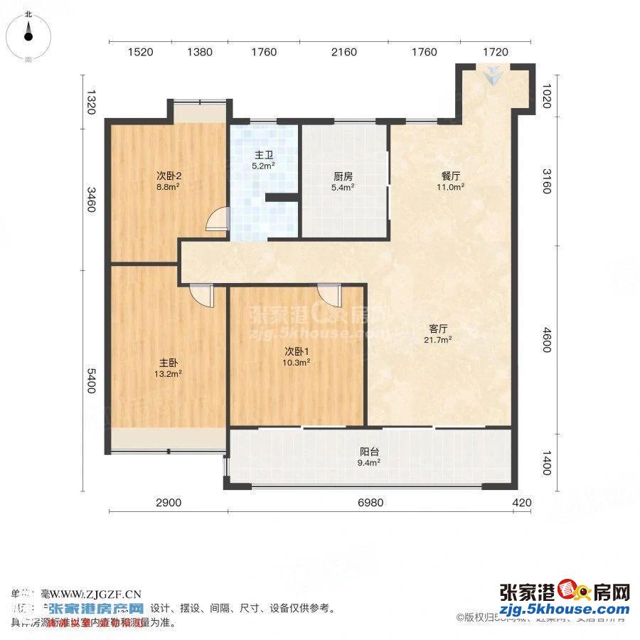 便宜依云兰庭13楼98平 精装未住 三室两厅129.8万 有车位 满两年