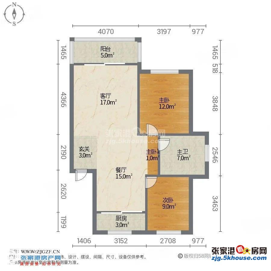 二中北江帆花苑中区99平全新精装二室75万