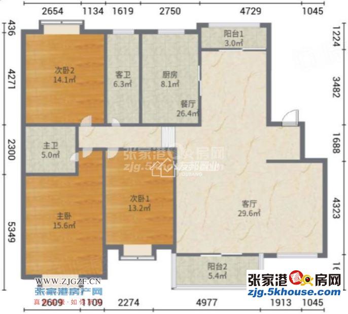 长江新城花园 4楼 145平方 中档装修 三室 143.8万元