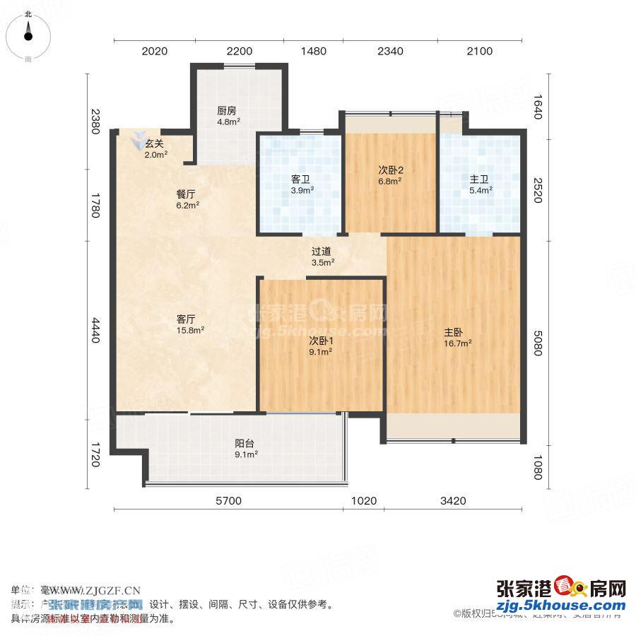 这价格仅此一套文锦云庭15楼96平三室双阳台110万