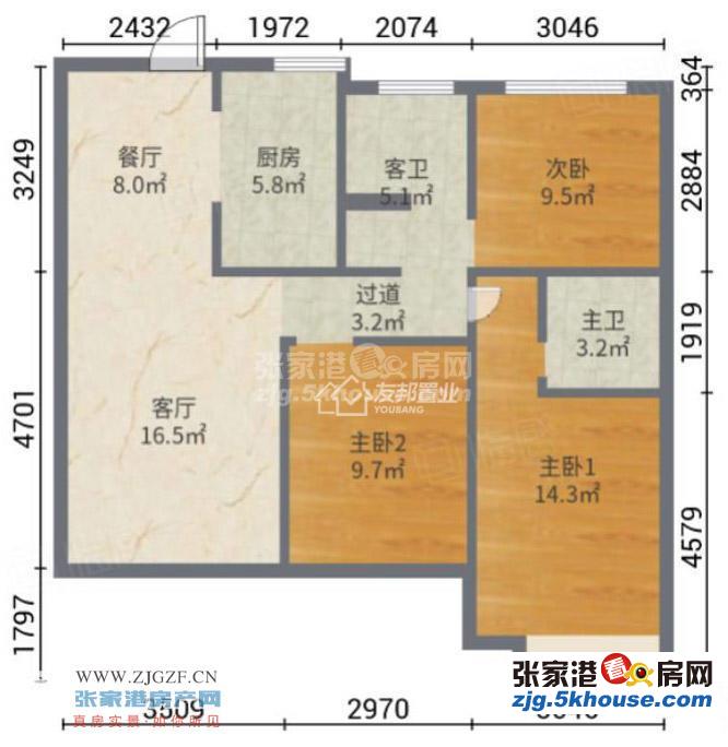 保利熙悦 13楼 110平方毛坯  三室 205万元